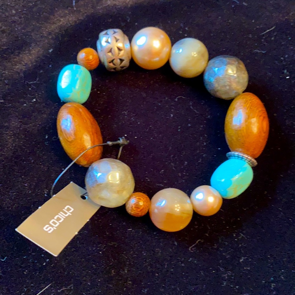 Multiple Color Stretch Bracelet with Silver and Turquoise Bracelet New